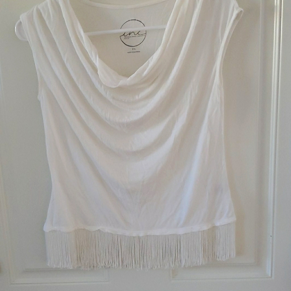 Cream colored INC Fringe blouse